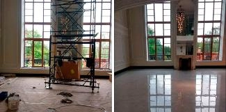 Уборка коттеджа после строительства и ремонта с мытьем сложного остекления